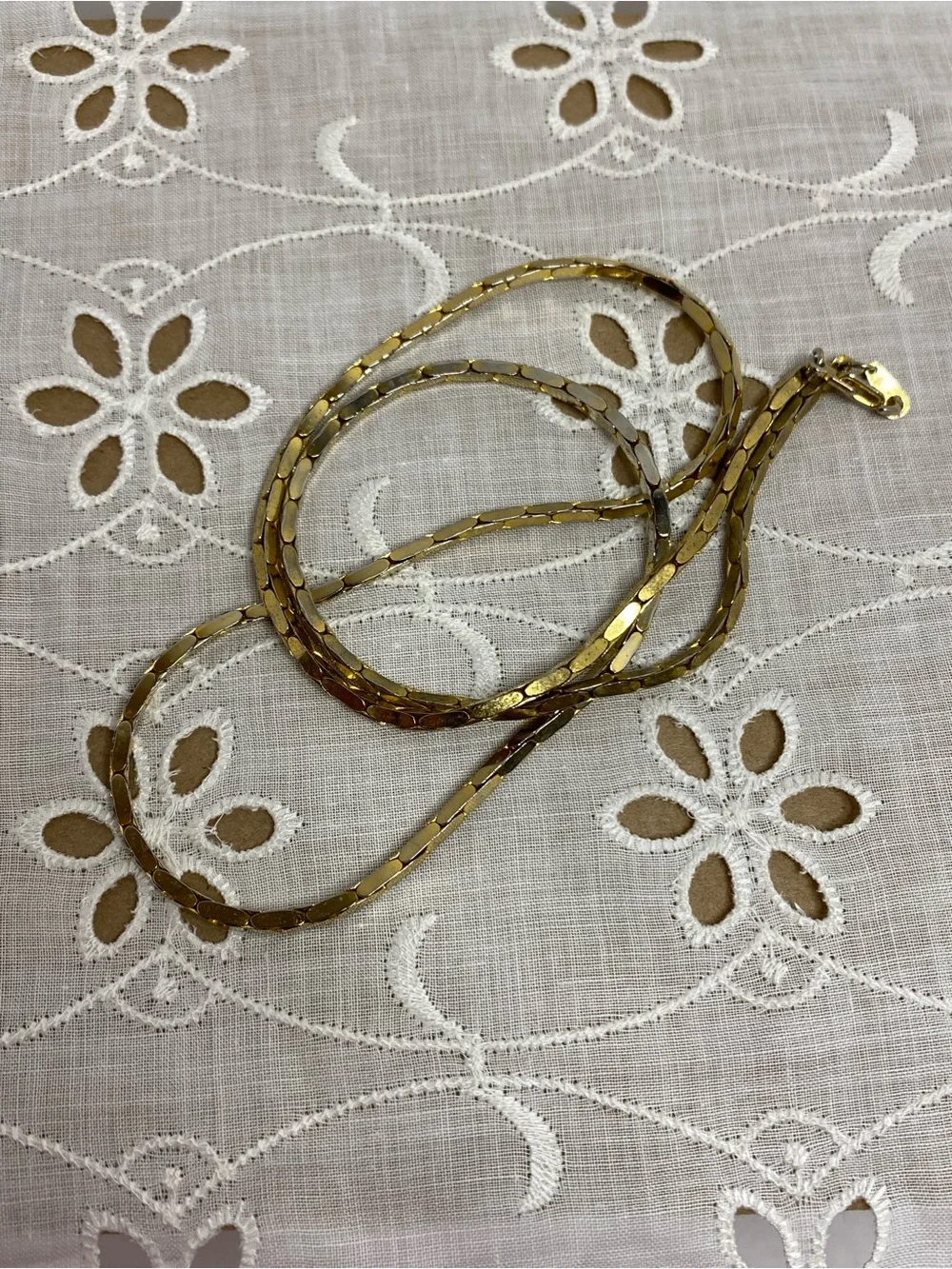 Vintage 14K GP Gold Plated 24” Oval Box Link Chain Necklace Geometric Design